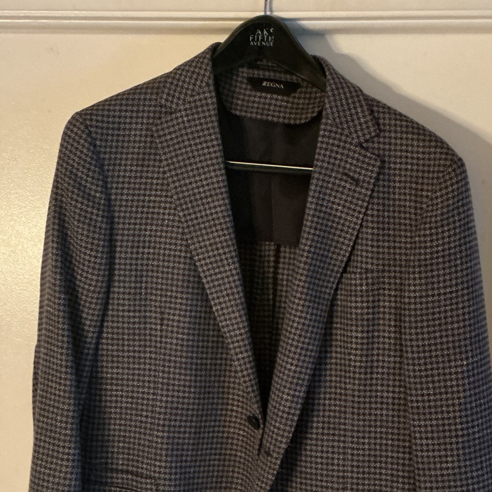 Z Zegna Houndstooth Blazer in Black and Gray